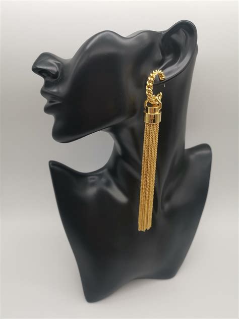 ysl inspired tassel earrings|ysl clip on earrings.